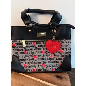 Juicy Couture Y2K Heart Gothic Script Satchel Bag Handbag with Heart Pouch NEW